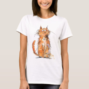 Camiseta Gato Laranja Desgrenhado Caprichoso Excêntrico