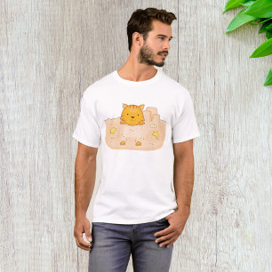 Camiseta Gato Laranja em Cena de Praia com Castelo de Areia