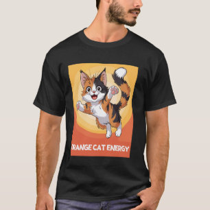 Camiseta Gato Laranja Energético Divertido Amoroso Fofinho