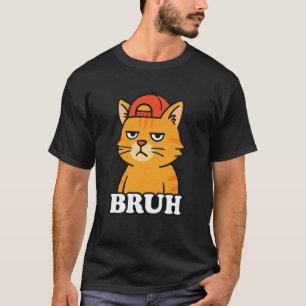 Camiseta Gato Laranja Engraçado Bruh Meme Humor Amante de A