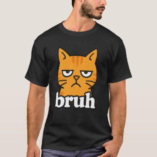 Camiseta Gato Laranja Engraçado Bruh Meme Humor Amante de A