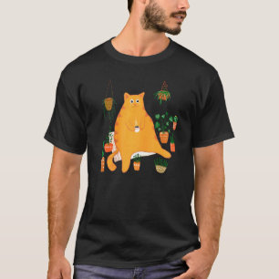 Camiseta Gato Laranja Engraçado Jardineiro Plantas Kitten S