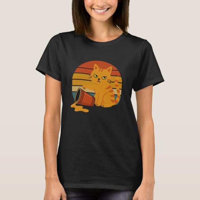 Camiseta Gato Laranja Engraçado Vintage (Frente)