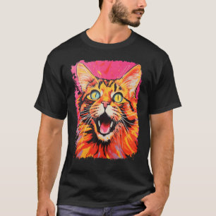 Camiseta Gato Laranja Gengibre Arte Pop Rosa
