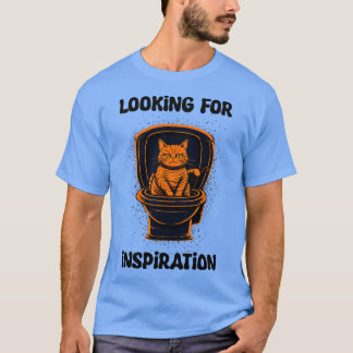 Camiseta Gato laranja procurando inspiração