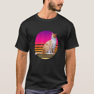 Camiseta Gato Laranja Retro Estranho Design de Animal Feli