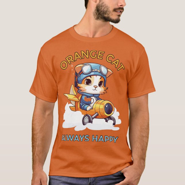 Camiseta Gato laranja sempre feliz (Frente)