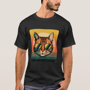 Camiseta Gato Laranja Tabby Amigável Usando Óculos de Sol N