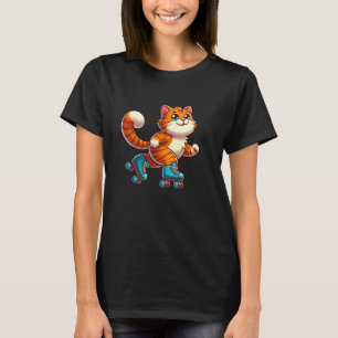 Camiseta Gato Laranja Tabby Patinando Pet Patinador Engraça