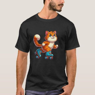 Camiseta Gato Laranja Tabby Patinando Pet Patinador Engraça