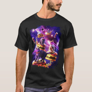 Camiseta Gato Laser Galáxico Em Burger - Ca Cheeseburger Es