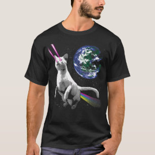 Camiseta Gato Laser No Espaço - Astronauta De Gato Em Frent