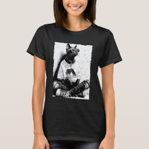 Camiseta Gato Legal Anime Gato Hipster Comendo Ramen Japonê