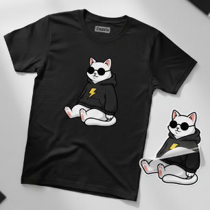 Camiseta Gato Legal com Capuz e Óculos de Sol