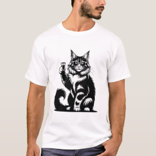 Camiseta Gato Legal com Óculos de Sol & Gráfico de Bebida R