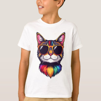 Camiseta Gato Legal com Óculos de Sol Hippie Gatinho Multi 