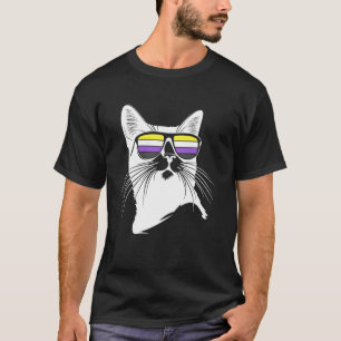 Camiseta Gato Legal com Óculos de Sol Orgulho Não Binário D