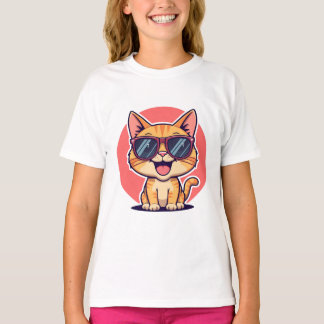 Camiseta Gato legal com óculos escuros - Design Gatinho eng