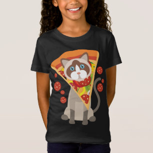 Camiseta Gato legal Com Pizza De Pepperoni Grande No Presen