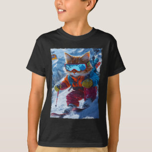 Camiseta Gato Legal de Esqui Frio Inverno Montanha de Neve
