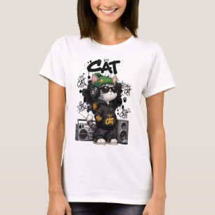 Camiseta Gato Legal de Grafite em Capuz de Roupas Urbanas