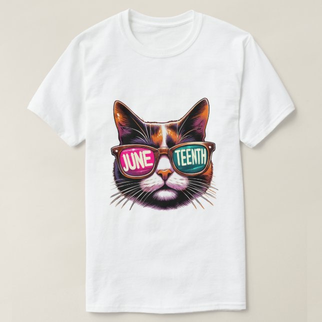 Camiseta Gato Legal do Décimo Junto - Óculos de sol e liber (Frente do Design)