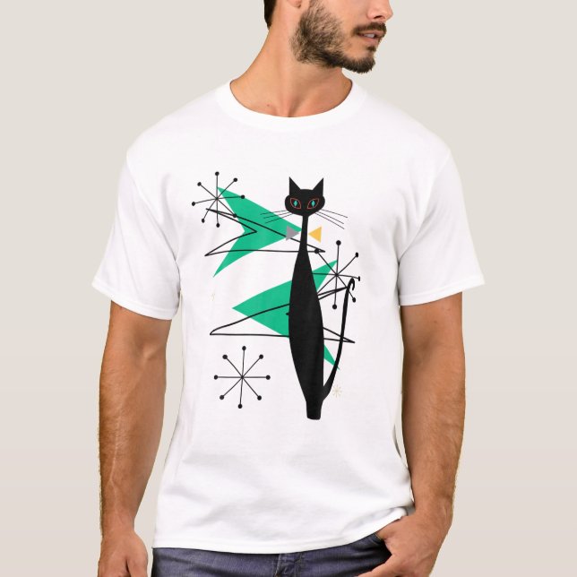 Camiseta Gato Legal do Meio século Era Atômica do Estilo Re (Frente)
