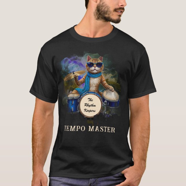 Camiseta *~* Gato Legal DRUMMER AP91 Percussionista Hip (Frente)