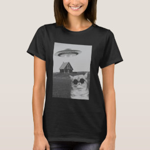 Camiseta Gato Legal e Divertido Com Espaçonave
