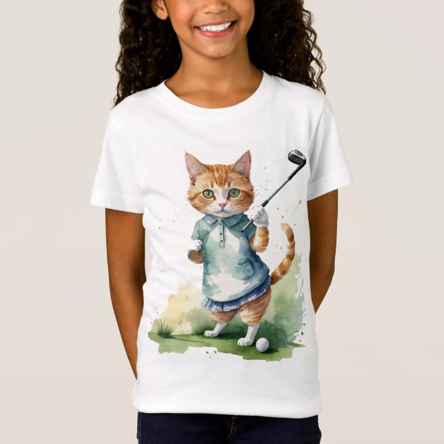 Camiseta Gato Legal e divertido Golfer Humor do Animal de G (Frente)