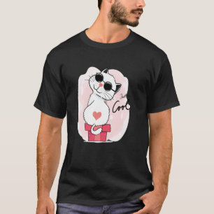 Camiseta Gato Legal Fofo com Óculos de Sol e Coração