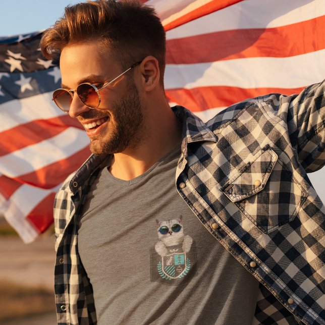 Camiseta Gato legal Gato Gato Pocket Kitty com Óculos Solar (Criador carregado)