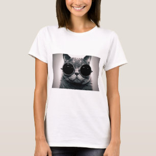Camiseta gato legal kool kat com óculos de sol