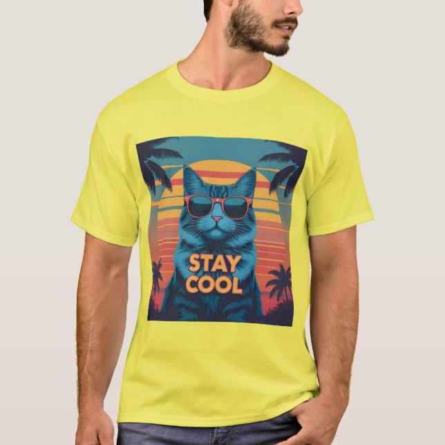 Camiseta Gato legal no Paraíso - Ritorre Neon Sunset (Frente)