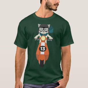 Camiseta Gato legal no Patinete Moped para Hipsteres