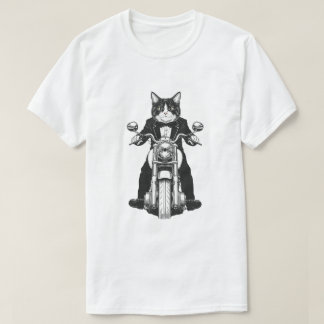 Camiseta Gato Legal Pilotando Moto Clássica