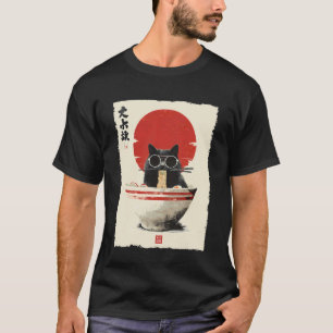 Camiseta Gato Legal Ramen Estético Arte Japonês Groovy A