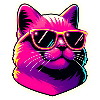 Camiseta Gato Legal Usando Óculos de Sol em Rosa Neon e Ama