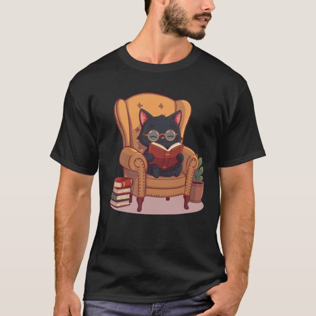 Camiseta Gato Leitor Fofo (Frente)