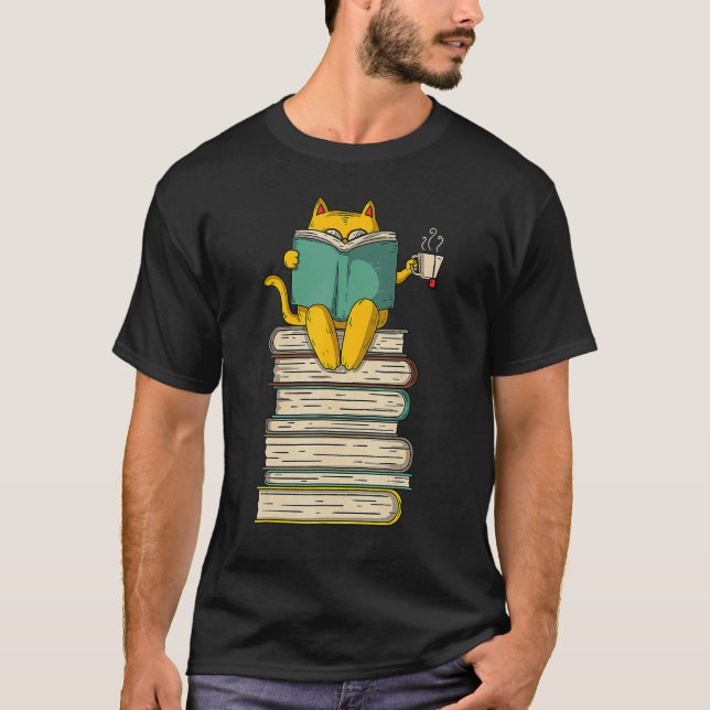 Camiseta Gato Leitor   Livro & Chá (Frente)