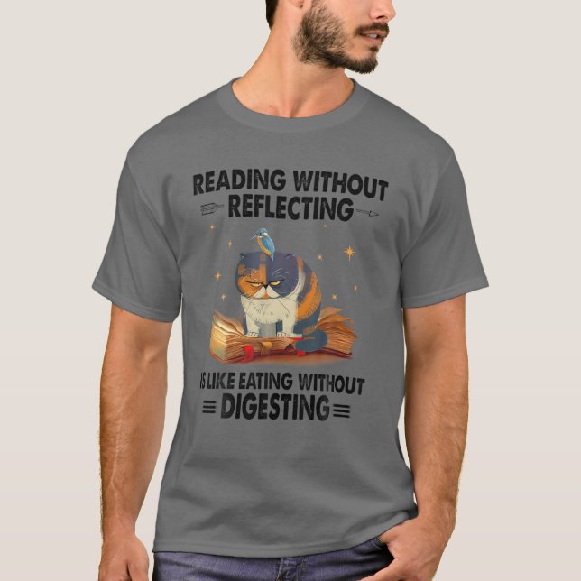 Camiseta Gato, Leitura Sem Reflexão, Grumpy, Livro (Frente)