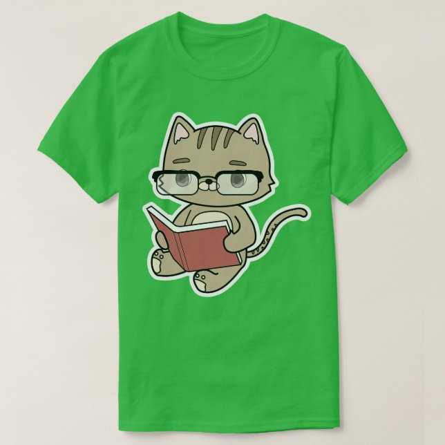 Camiseta Gato lendo com livro (Frente do Design)