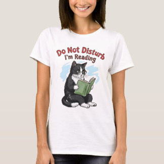 Camiseta Gato Lendo Livro Não Perturbe