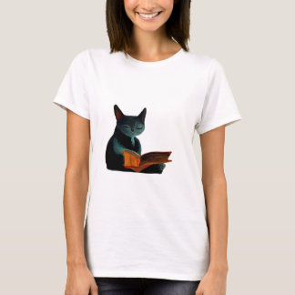 Camiseta Gato lendo um livro