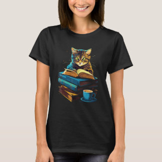 Camiseta Gato Lendo Um Livro, Livro Engraçado E Amante De C