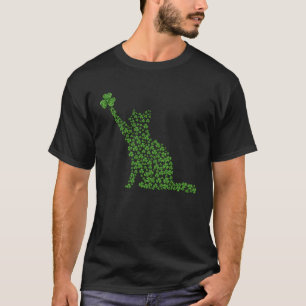 Camiseta Gato Leprechaun Gato Trevo Dia de São Patrício