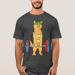 Camiseta Gato Levantador de Peso Engraçado Engraçado Esport
