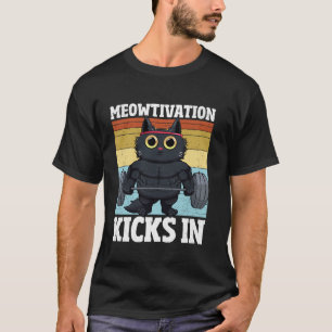Camiseta Gato Levantando Peso no Ginásio Meowtivation Kicki