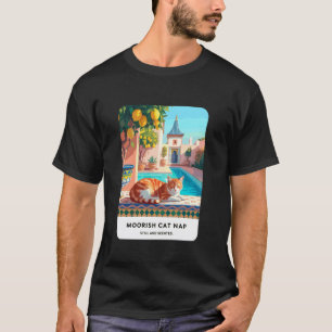 Camiseta Gato Limão Pátio Marroquino Piscina Relaxar Calmo