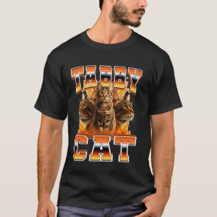 Camiseta Gato Listrado Gato Laranja Chamas Estilo Bootleg 9